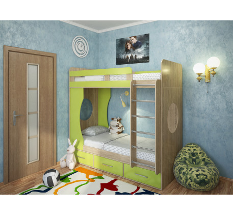 Двухъярусная кровать для детей Милана-1 с ящиками, спальные места 190х80 cм